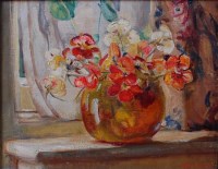 Lot 1491 - Rose Mead (1867-1946) - Flowers on a window...