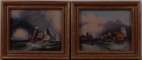 Lot 1506 - 19th century Dutch school - Pair; Seascapes,...