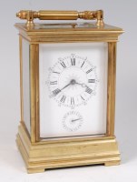 Lot 1535 - A circa 1900 French brass carriage clock, with...