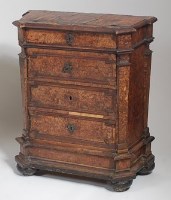 Lot 1548 - An 18th century continental burr walnut chest,...