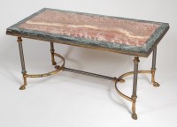 Lot 1554 - A circa 1900 lacquered brass and steel low...