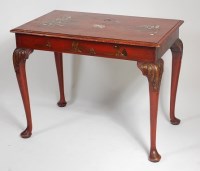 Lot 1565 - A Chinoiserie red lacquered side table, in the...