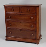 Lot 1607 - A Victorian mahogany round cornered chest,...