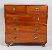 Lot 1617 - A 19th century teak and brass bound campaign...