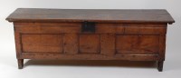 Lot 1597 - A large early 18th century oak coffer, the...