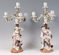Lot 1156 - A pair of Augustus Rex porcelain candelabra,...