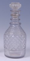 Lot 1175 - A Regency cut glass decanter, having hobnail...