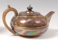 Lot 1191 - A late George III silver teapot, of squat...