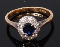 Lot 2018 - An 18ct gold and platinum, sapphire and...