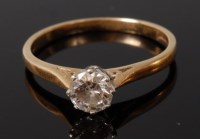 Lot 2051 - A 9ct gold diamond solitaire ring, the claw...