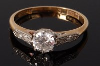 Lot 2065 - An 18ct gold and platinum diamond solitaire...
