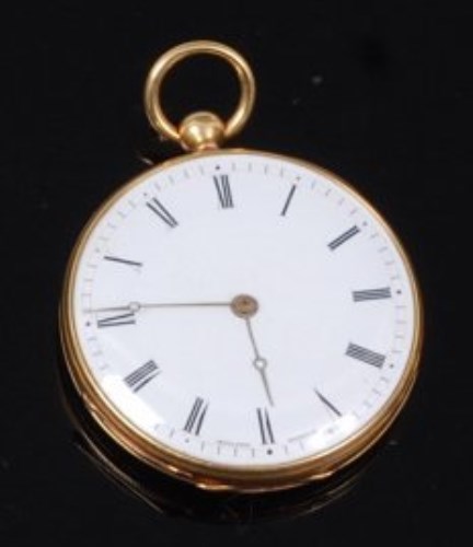 Lot 2069 - A Swiss 18ct gold cased gents open face pocket...