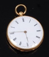 Lot 2069 - A Swiss 18ct gold cased gents open face pocket...