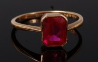 Lot 2075 - An Art Deco 9ct gold and synthetic ruby dress...