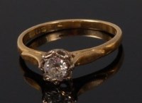 Lot 2084 - An 18ct gold diamond solitaire ring, the...