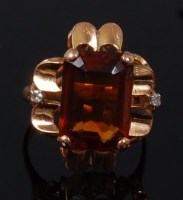 Lot 2091 - A modern 14ct gold, brown topaz(?) and diamond...