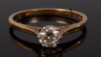 Lot 2099 - A 9ct gold diamond solitaire ring, the claw...