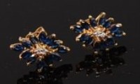 Lot 2160 - A pair of modern 14ct gold, sapphire and...