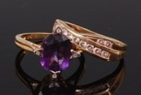 Lot 2205 - A 14ct gold, amethyst and white sapphire set...