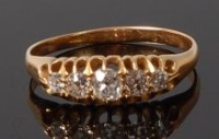 Lot 2043 - An 18ct gold diamond five stone ring, the...