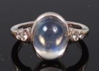 Lot 2209 - A modern 18ct white gold, moonstone and...