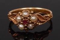 Lot 2260 - An early 20th century 18ct gold, ruby and seed...