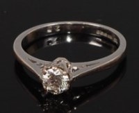 Lot 2280 - An 18ct white gold diamond solitaire ring, the...