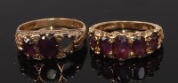 Lot 2288 - An early 20th century 9ct gold amethyst five...