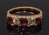 Lot 2316 - An Edwardian 15ct gold, ruby and diamond five...
