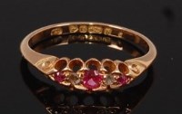 Lot 2301 - A 15ct gold, ruby and diamond ring, the...
