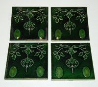 Lot 16 - A collection of six Art Nouveau green glazed...