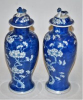 Lot 38 - A pair of Chinese export stoneware blue and...