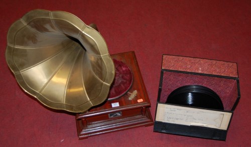 Lot 82 - A reproduction HMV table top wind-up...