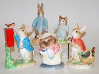 Lot 174 - A collection of five Beatrix Potter figures,...