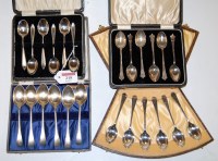 Lot 218 - A set of six George V silver teaspoons in...