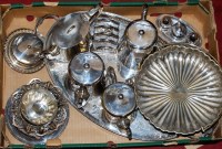 Lot 233 - A box of miscellaneous plated wares to include...