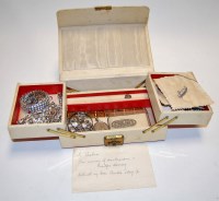 Lot 282 - A cream leather clad jewellery box and...