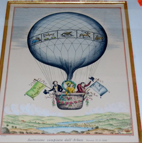 Lot 1051 - A pair of Italian hand-coloured hot air...