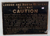 Lot 16 - London and North Western Railway cast iron...