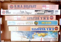 Lot 1529 - An Airfix 1/600 scale plastic ship kit group,...