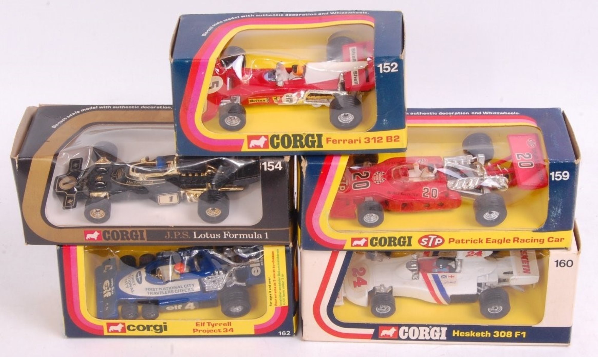 Lot 1648 - 5 various boxed Corgi F1 racing diecast