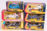 Lot 1649 - 6 various boxed Corgi F1 and racing Mini...