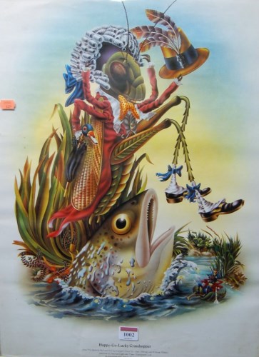 Lot 1002 - Happy Go Lucky Grasshopper, lithograph from...