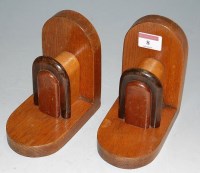 Lot 8 - A pair of Art Deco oak bookends each of arched...