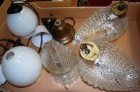 Lot 66 - A pair of moulded clear glass wall lights;...