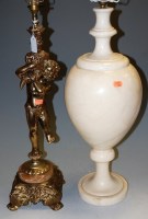 Lot 99 - A gilt metal figural table lamp; together with...