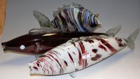Lot 22 - Three various Murano coloured glass fish...