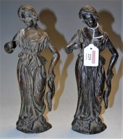 Lot 229 - A pair of French allegorical bronze figural...