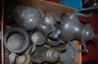 Lot 272 - A box of various 19th century pewter wares to...