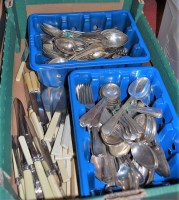 Lot 273 - A box of various silver plated flat wares
